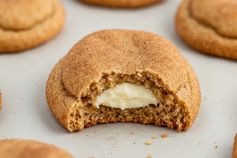 Cheesecake Stuffed Snickerdoodles: Crisp Edge, Silky Cheesecake Stuffed Snickerdoodles Bitten snickerdoodle with cheesecake filling