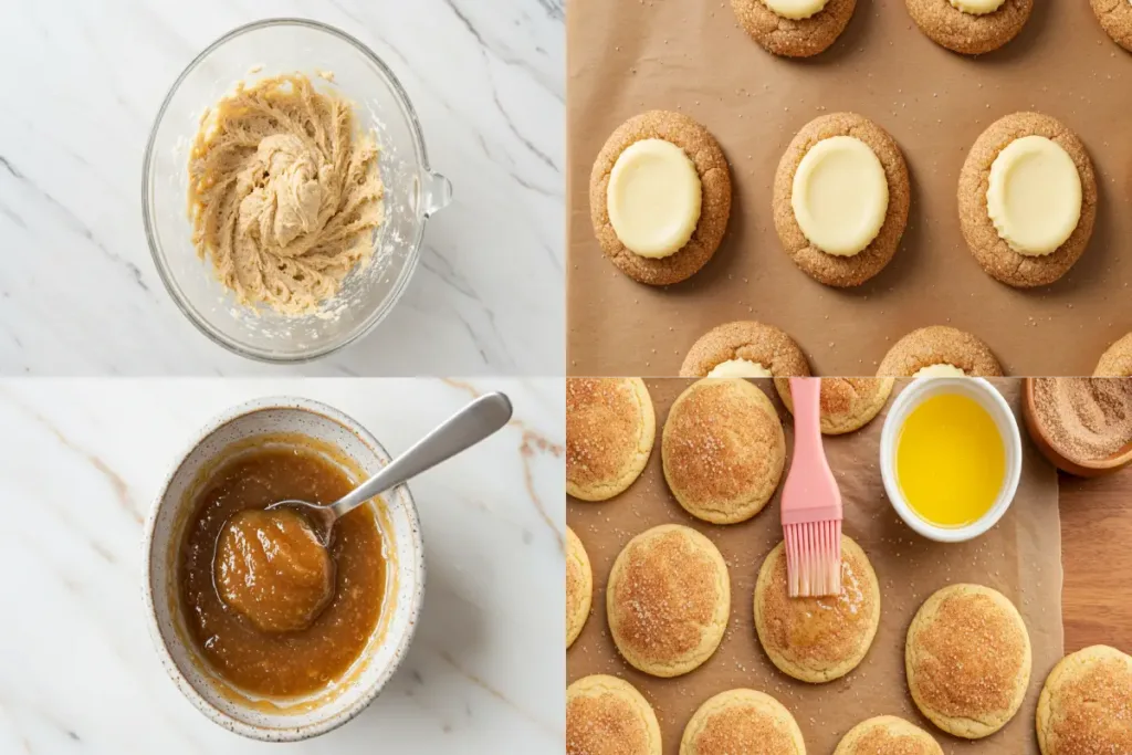 Cheesecake Stuffed Snickerdoodles: Crisp Edge, Silky Cheesecake Stuffed Snickerdoodles Snickerdoodle cheesecake cookie steps