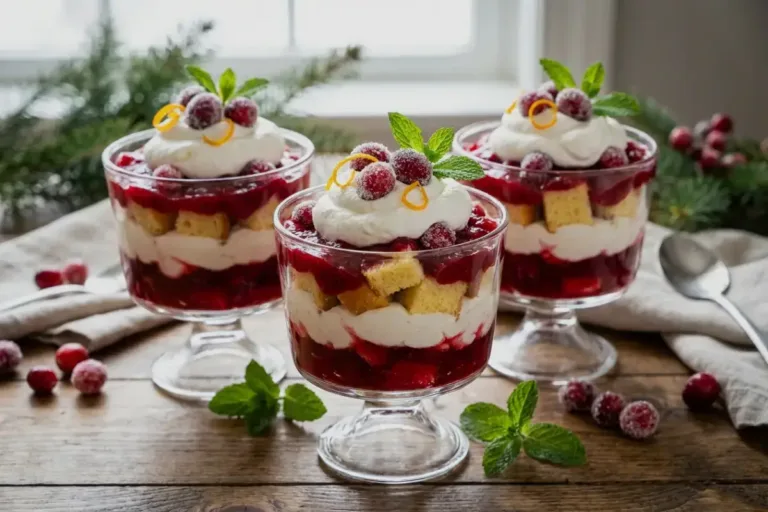 Cranberry Trifle Cups final layered dessert