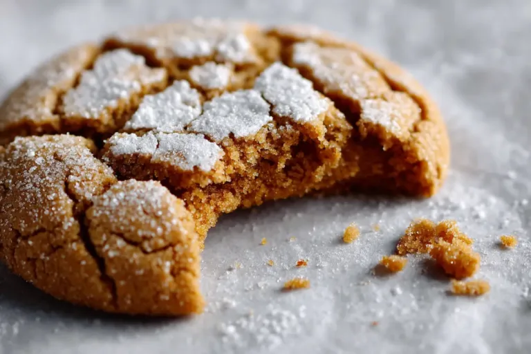 Soft gingerbread cookies with sugar crust and a bite taken out