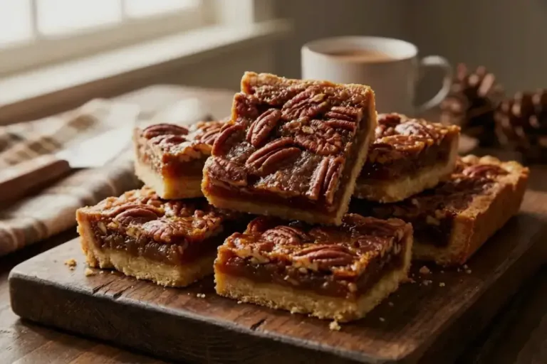 Easy Pecan Pie Bars cut into golden squares