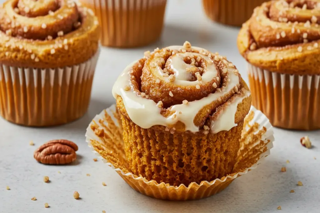 Pumpkin Cinnamon Roll Muffins That Actually Work Pumpkin Cinnamon Roll Muffins Iced pumpkin cinnamon roll muffin