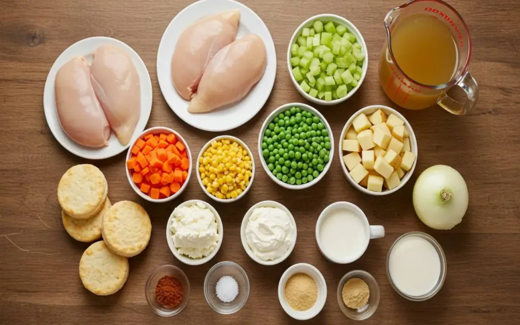 Chicken Pot Pie Soup for Cozy Nights Chicken Pot Pie Soup Slow cooker chicken soup ingredients