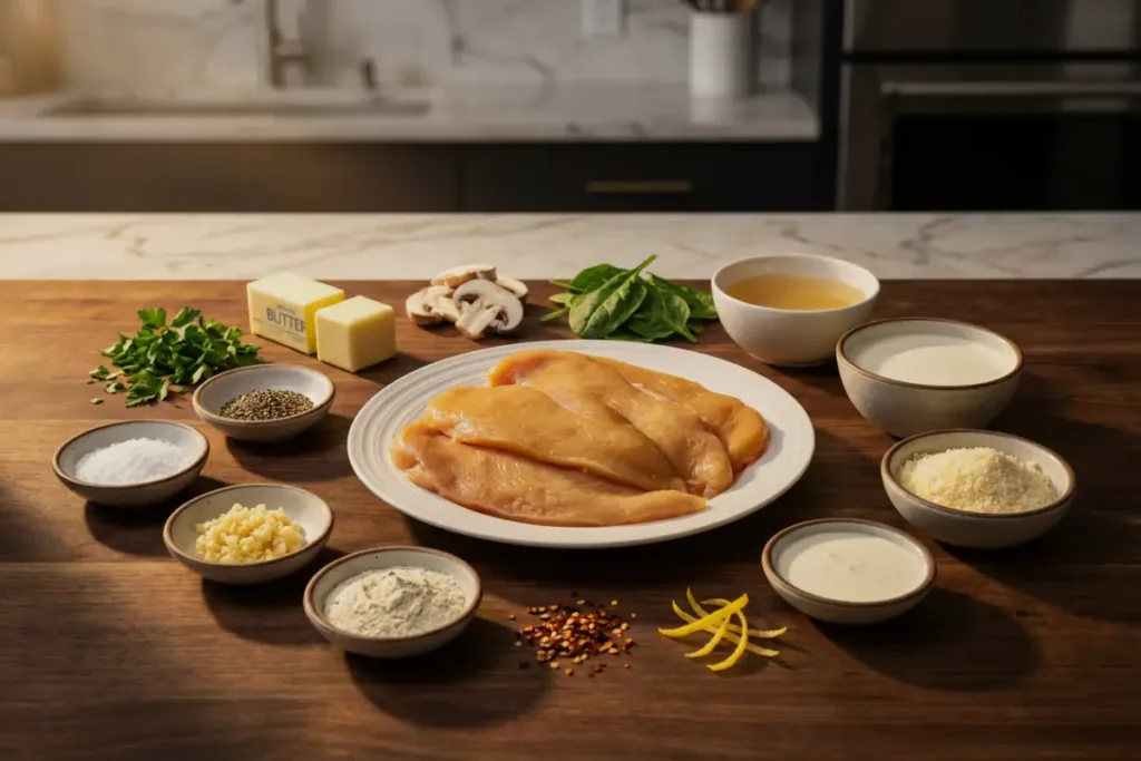 Creamy Ranch Chicken — The Comfort-Boosting Skillet You’ll Crave Creamy Ranch Chicken Creamy Ranch Chicken ingredients arranged on a wooden kitchen surface
