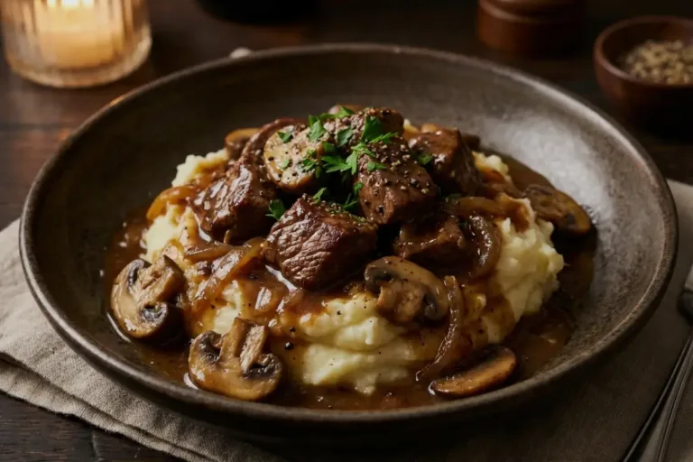 Beef Tips with Mushroom Gravy (Tender Skillet Dinner with Rich Flavor) healthy chicken breast recipes