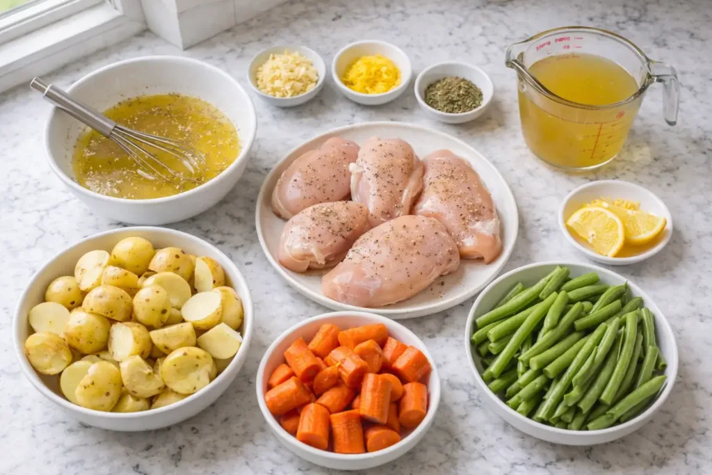 Healthy Crockpot Lemon Herb Chicken (Dump-and-Go Dinner) healthy dinner recipes crockpot Dump-and-go lemon herb chicken with potatoes in crockpot