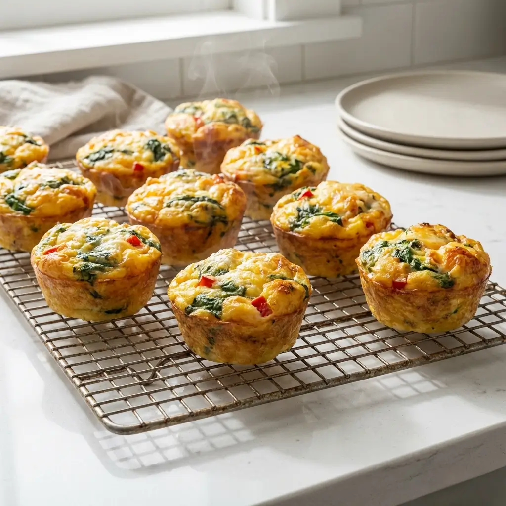 Egg muffins cooling after baking for meal prep