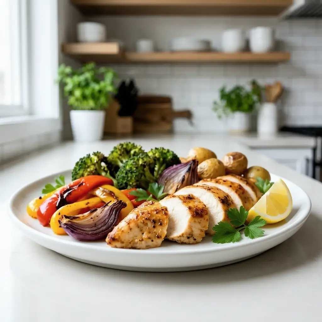 Sheet Pan Chicken and Veggies for Two (Healthy + Minimal Cleanup) healthy dinner recipes for two healthy dinner recipes for two recipe card image