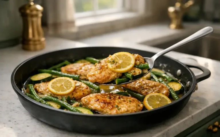 quick and healthy dinner ideas: lemon garlic chicken skillet with veggies
