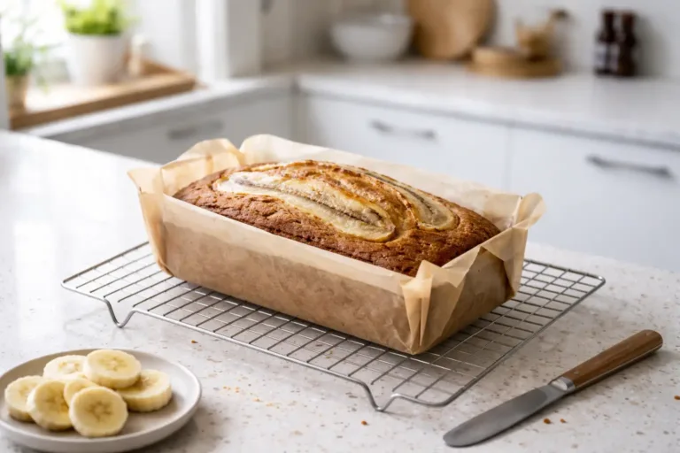 How To Make Banana Bread: classic moist 1-bowl loaf cooling on rack