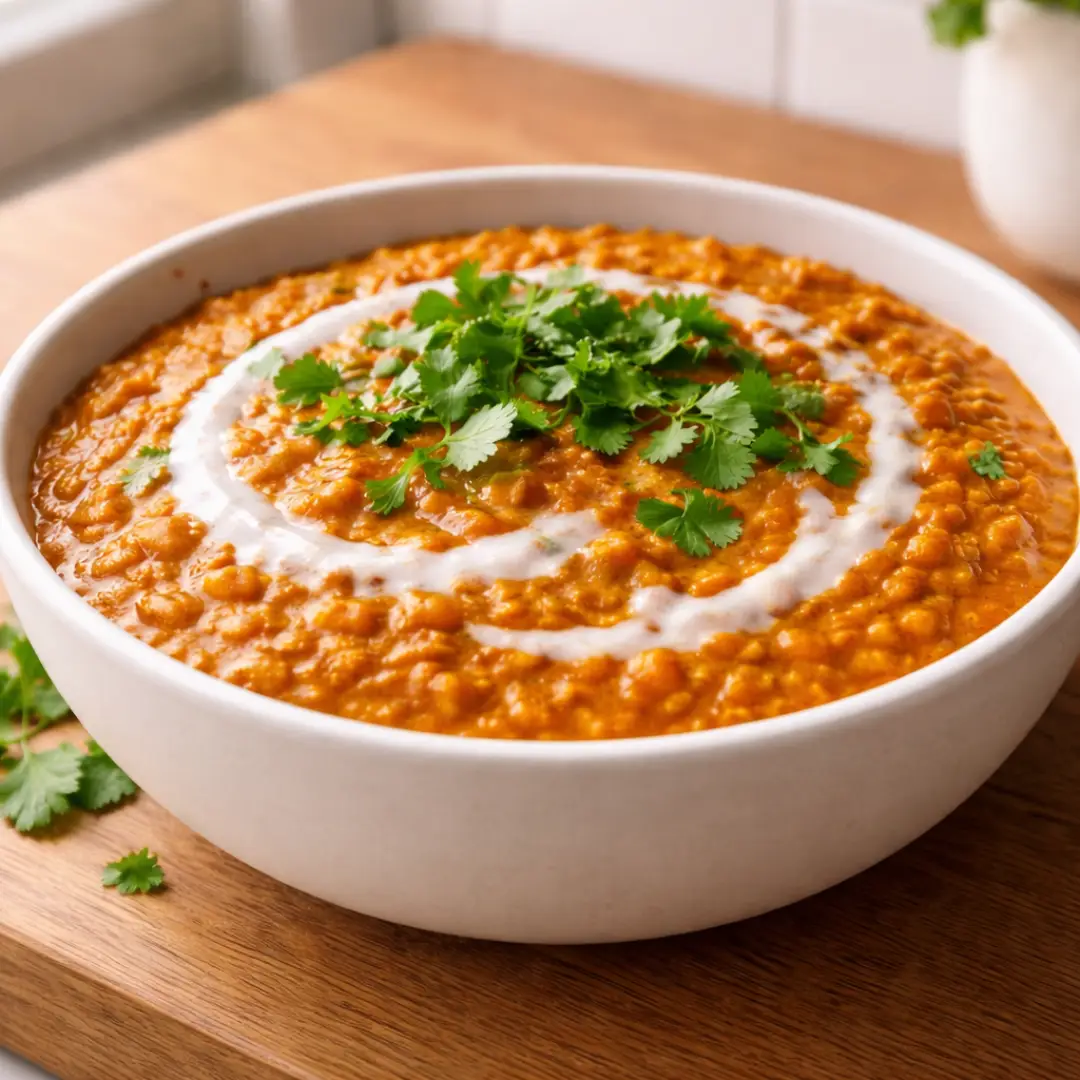Creamy One-Pot Vegetarian Lentil Curry (Weeknight-Friendly) Healthy Dinner Recipes Vegetarian Creamy one-pot vegetarian lentil curry in a white bowl