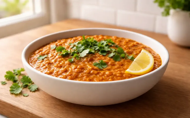 Healthy Dinner Recipes Vegetarian: creamy lentil curry in a bowl