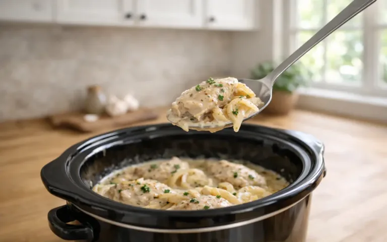 Frozen Chicken Crockpot Recipes: creamy garlic chicken in a slow cooker
