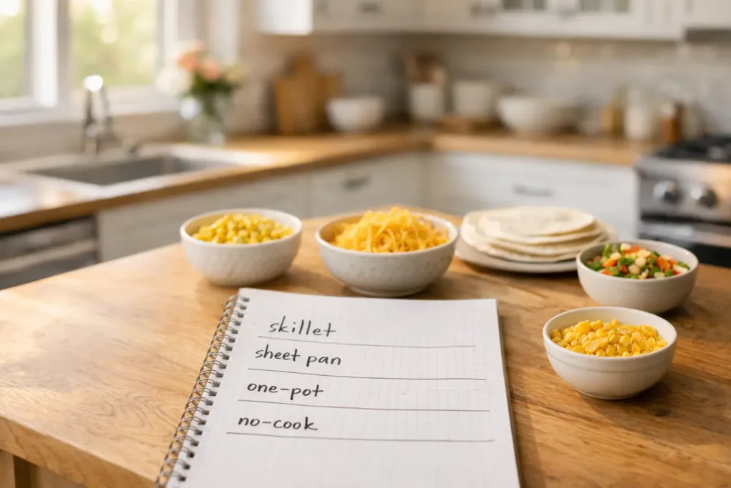 21 Easy Family Dinners Kids Will Eat (Simple, Weeknight-Friendly) dinner recipes for family Method tags for quick family dinners: skillet, sheet pan, one-pot
