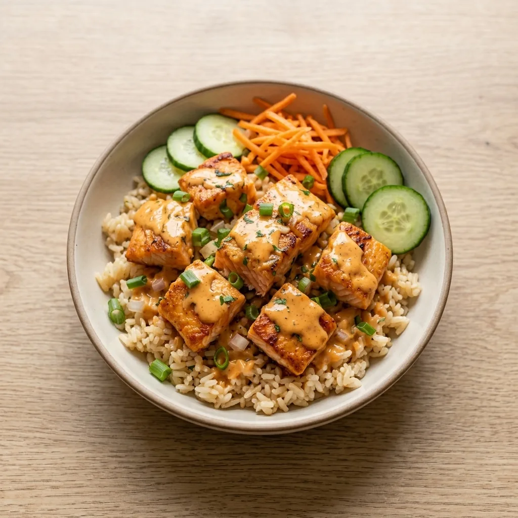 Sweet & Spicy Salmon Rice Bowl Bang Bang Salmon Sweet & Spicy Salmon Rice Bowl Bang Bang Salmon