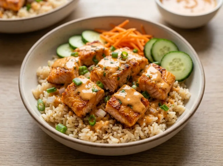 Sweet & Spicy Salmon Rice Bowl Bang Bang Salmon