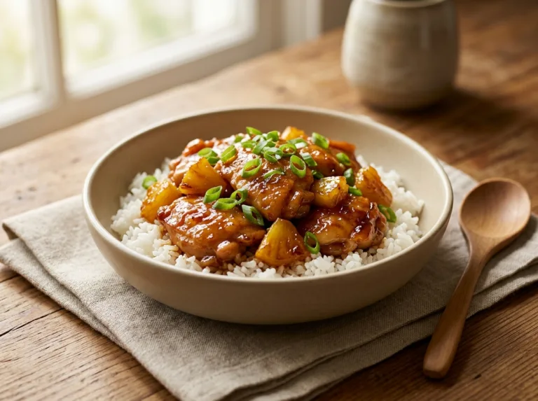 Sticky Pineapple Glazed Chicken with Rice
