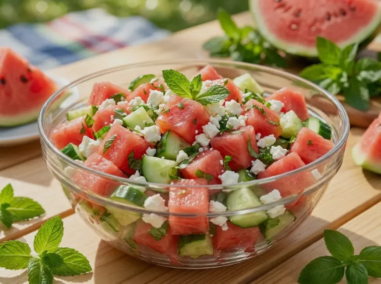 Watermelon Feta Salad with Mint and Lime Watermelon Feta Salad