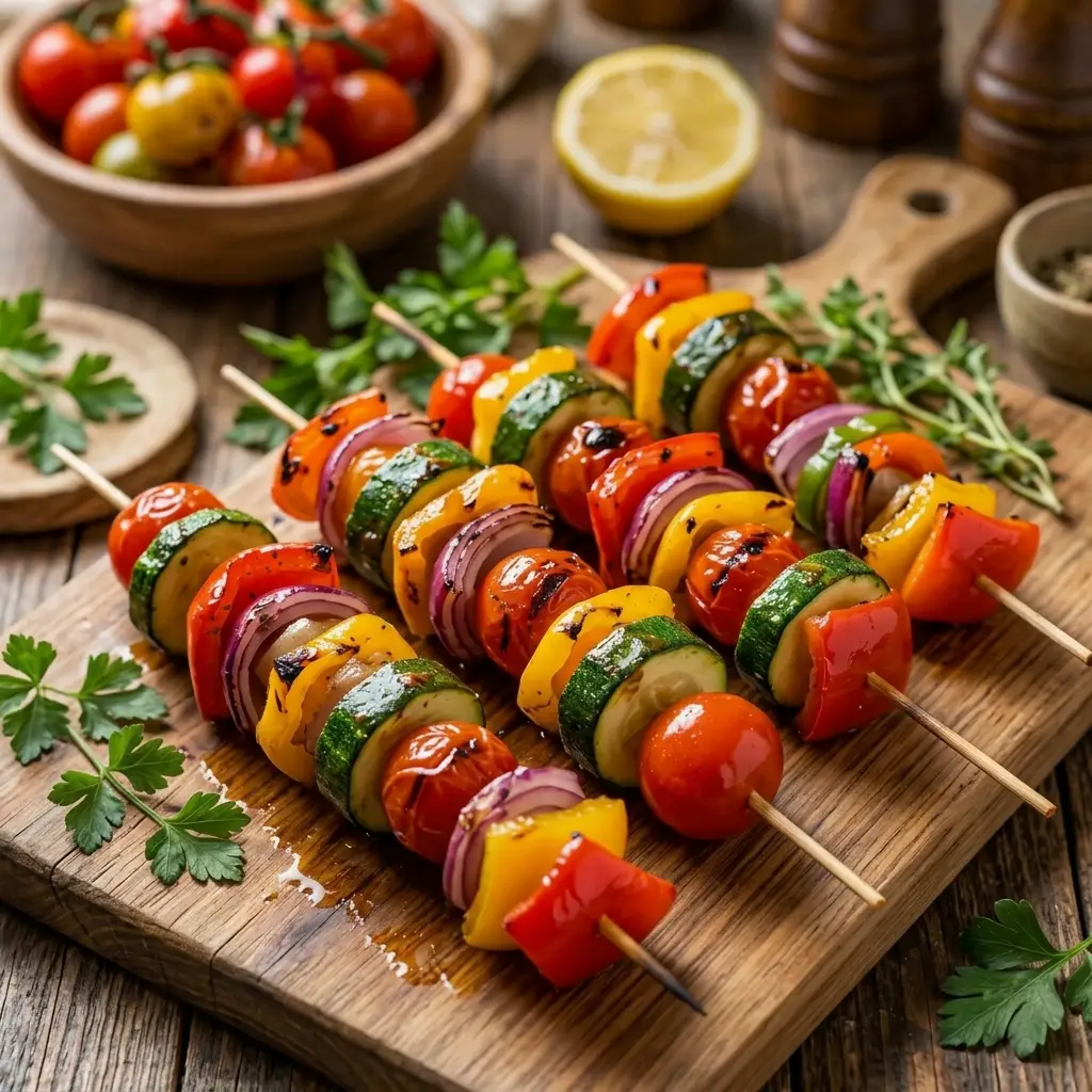 Colorful Grilled Veggie Skewers with Charred Edges Grilled Veggie Skewers Colorful Grilled Veggie Skewers with Charred Edges Grilled Veggie Skewers