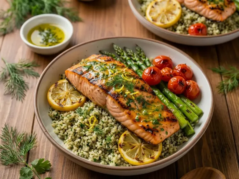 Lemon Herb Grilled Salmon with Fresh Summer Flavor Maple Dijon Chicken Bowl