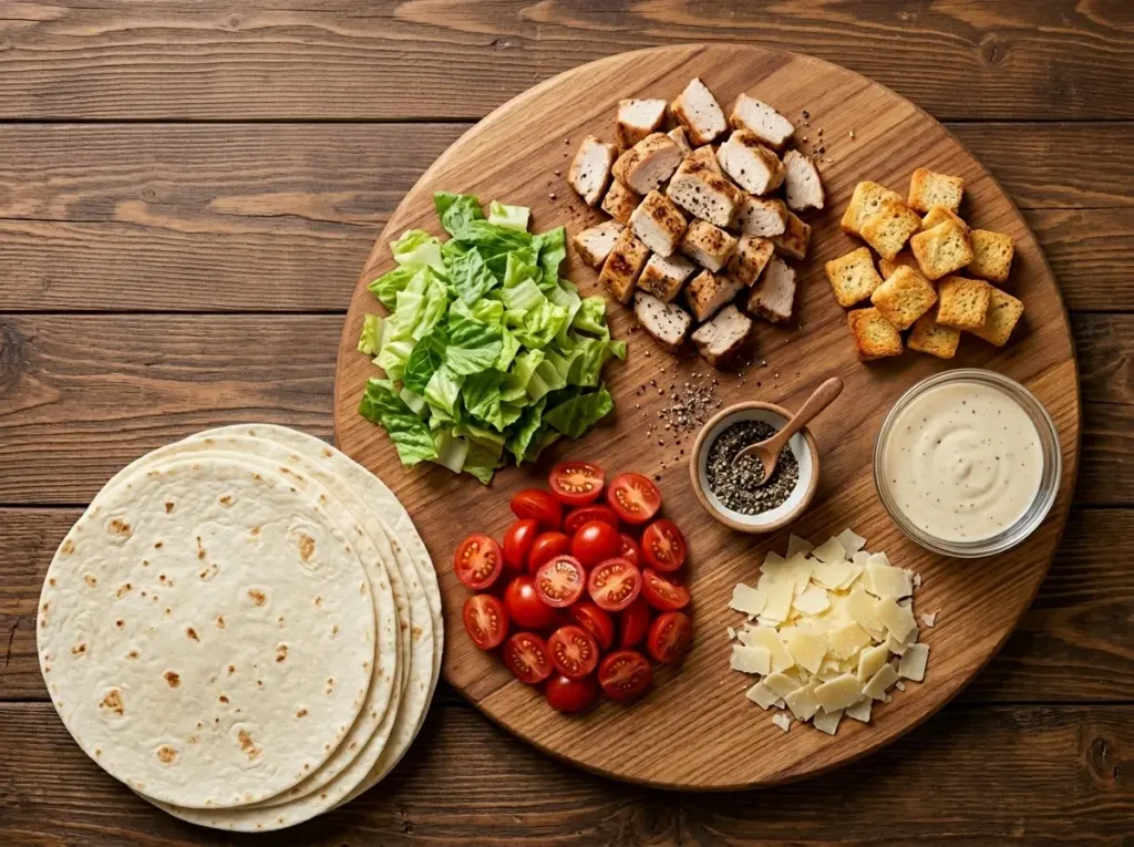 Chicken Caesar Wraps with Crisp Lettuce Chicken Caesar Wraps