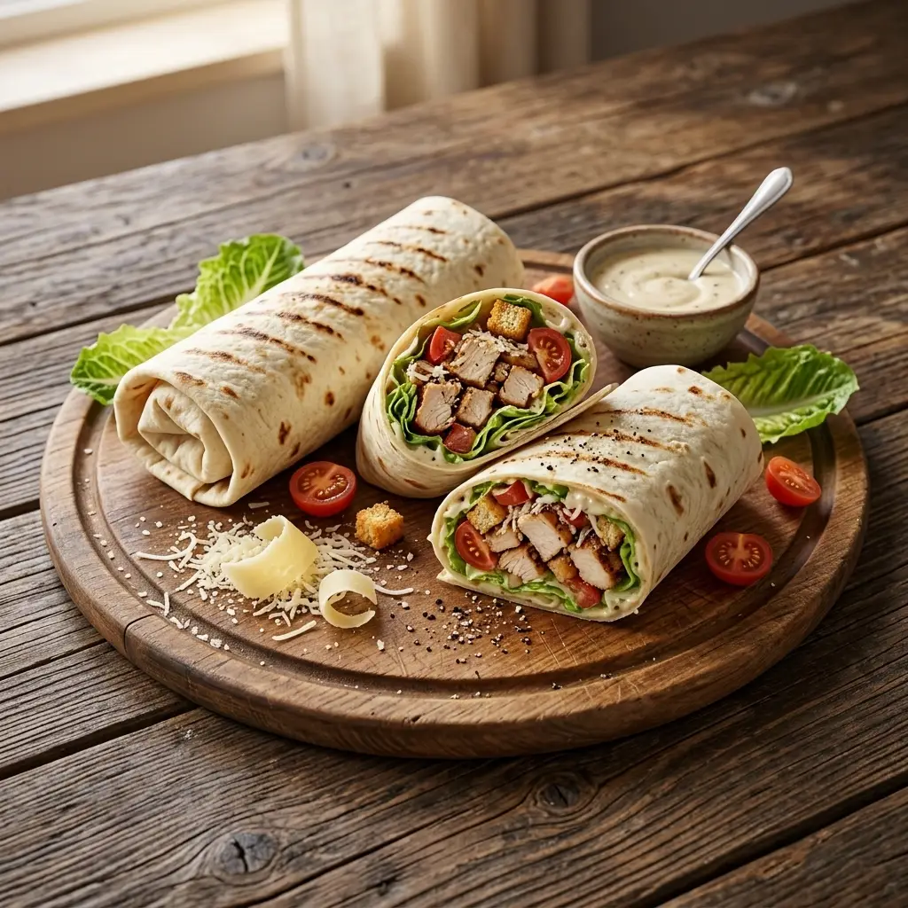 Chicken Caesar Wraps with Crisp Lettuce Chicken Caesar Wraps