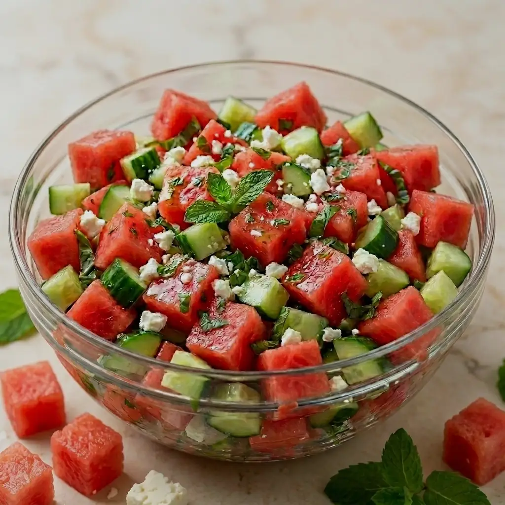 Watermelon Feta Salad with Mint and Lime Watermelon Feta Salad